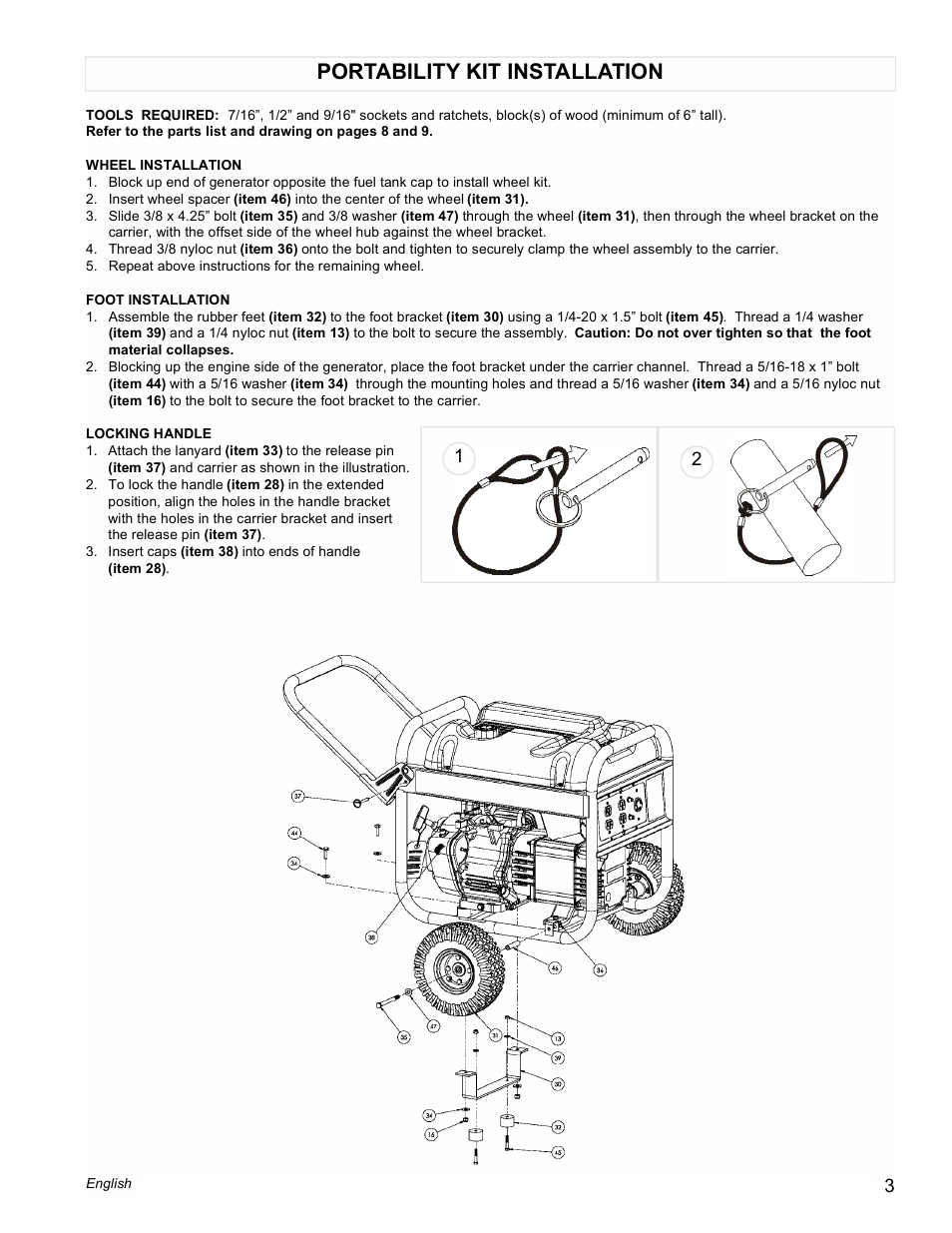 Portability kit installation | Powermate PM0435251 User Manual | Page 3 / 12
