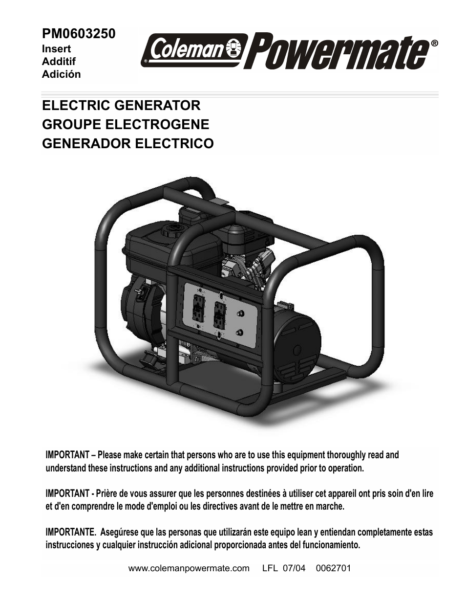 Powermate PM0603250 User Manual | 8 pages