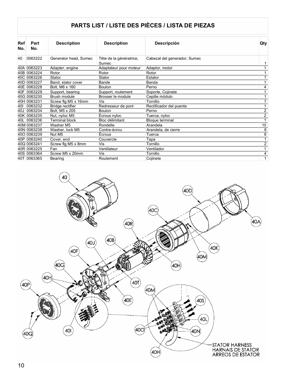 Parts list / liste des pièces / lista de piezas | Powermate PM0525312.01 User Manual | Page 10 / 12