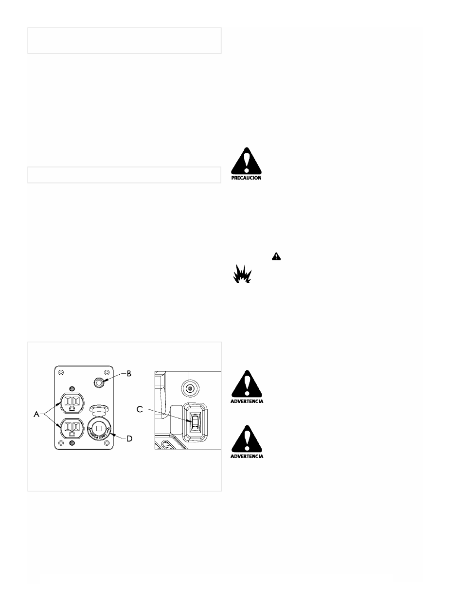 Placa lateral, Caracteristicas principales del generador | Powermate PMC431800.01 User Manual | Page 8 / 16