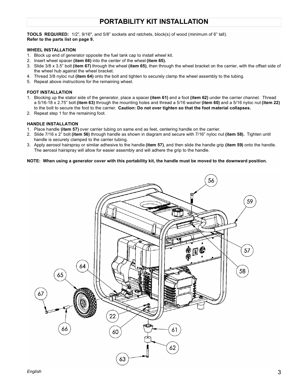 Portability kit installation | Powermate PC0525305 User Manual | Page 3 / 12