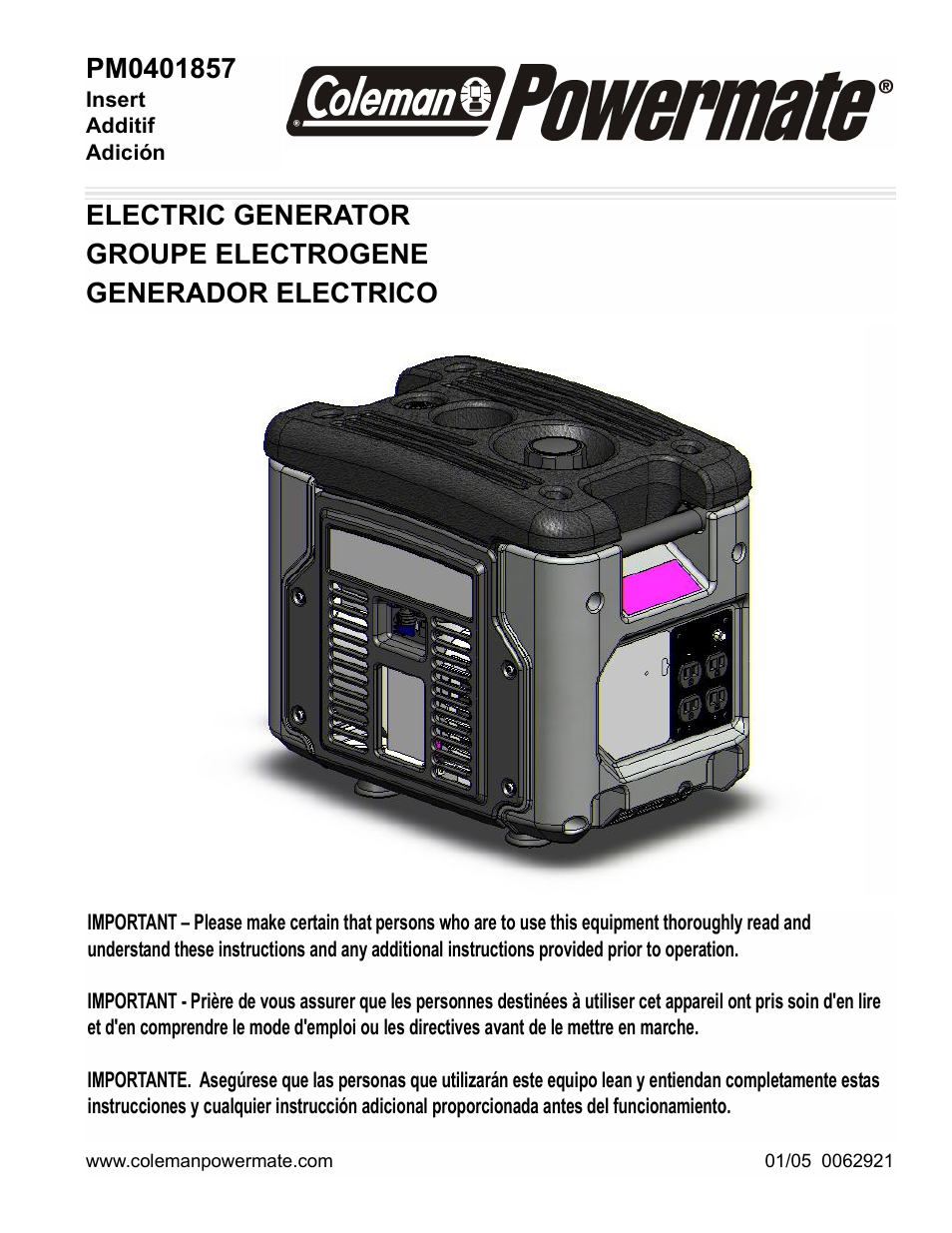 Powermate PM0401857 User Manual | 12 pages