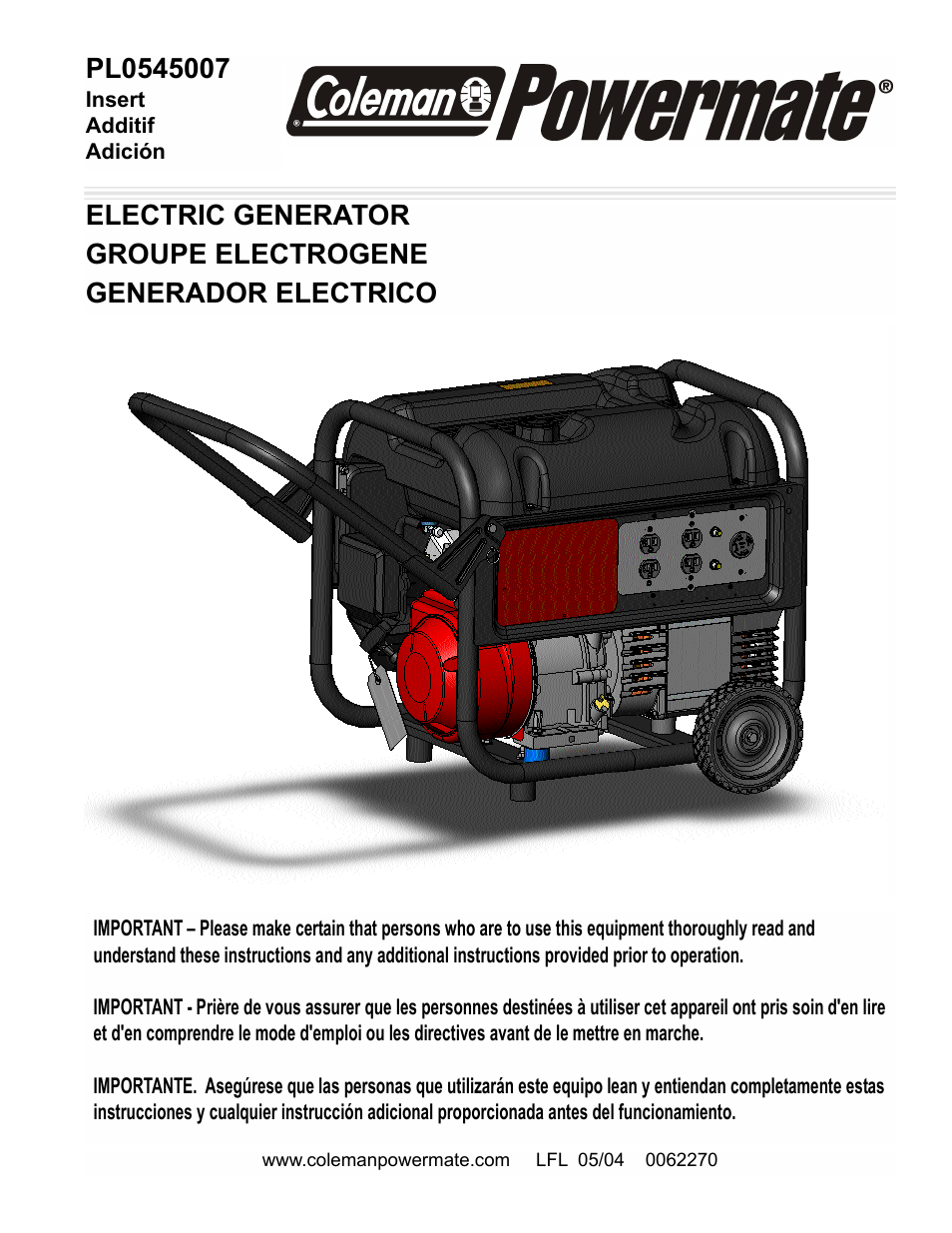 Powermate PL0545007 User Manual | 12 pages
