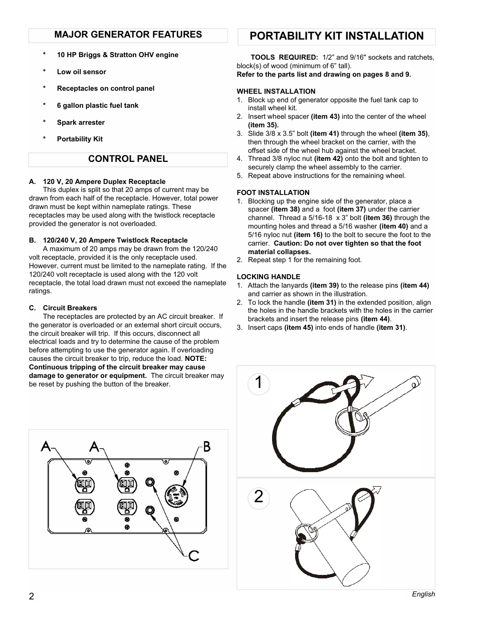 Portability kit installation | Powermate PL0545007 User Manual | Page 2 / 12