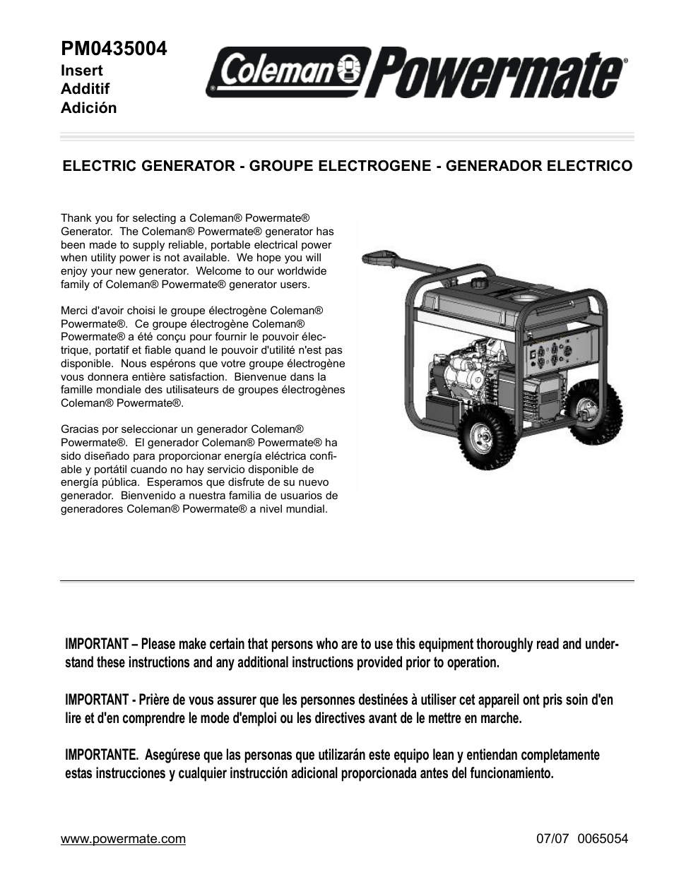 Powermate PM0435004 User Manual | 16 pages