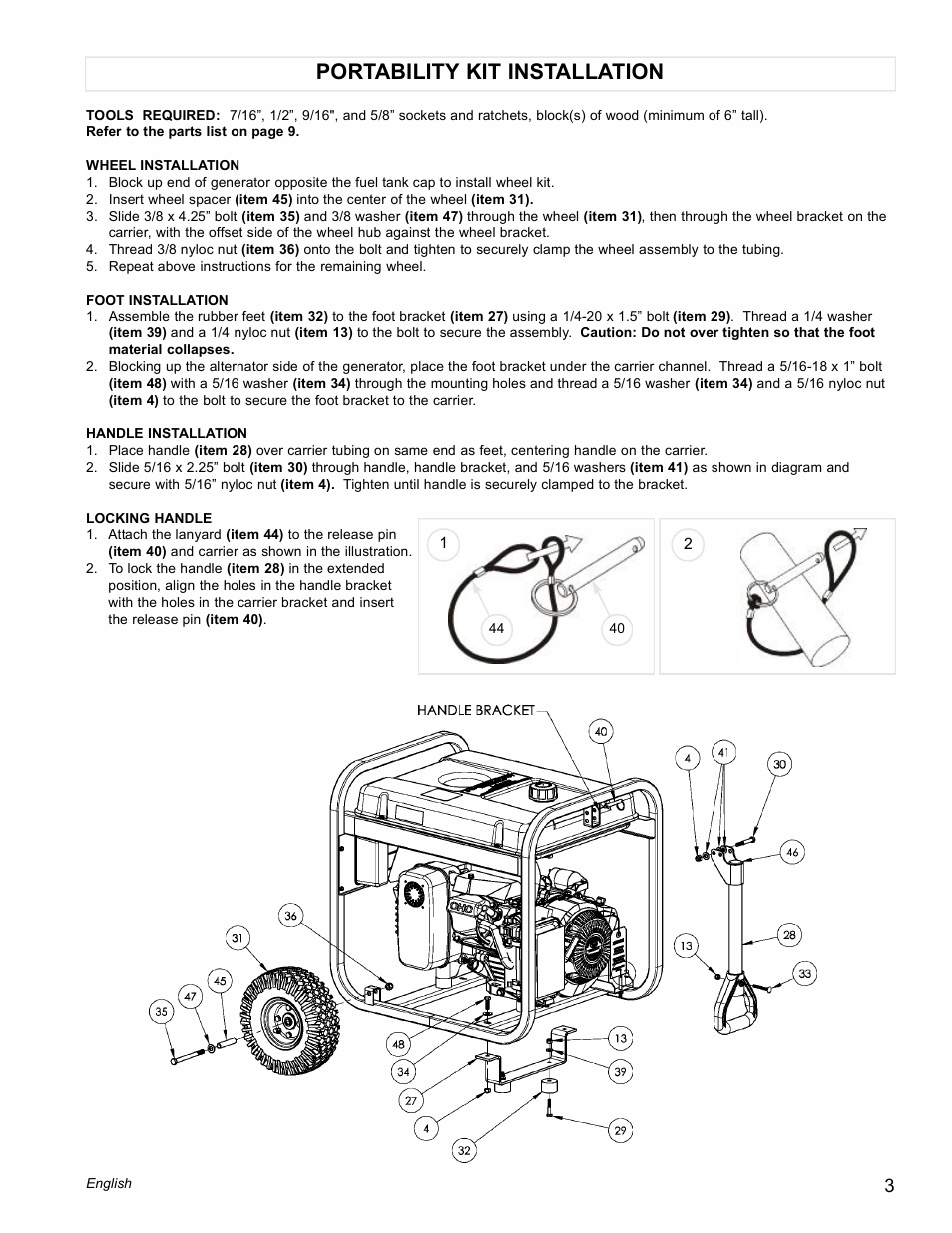 Portability kit installation | Powermate PM0435004 User Manual | Page 3 / 16