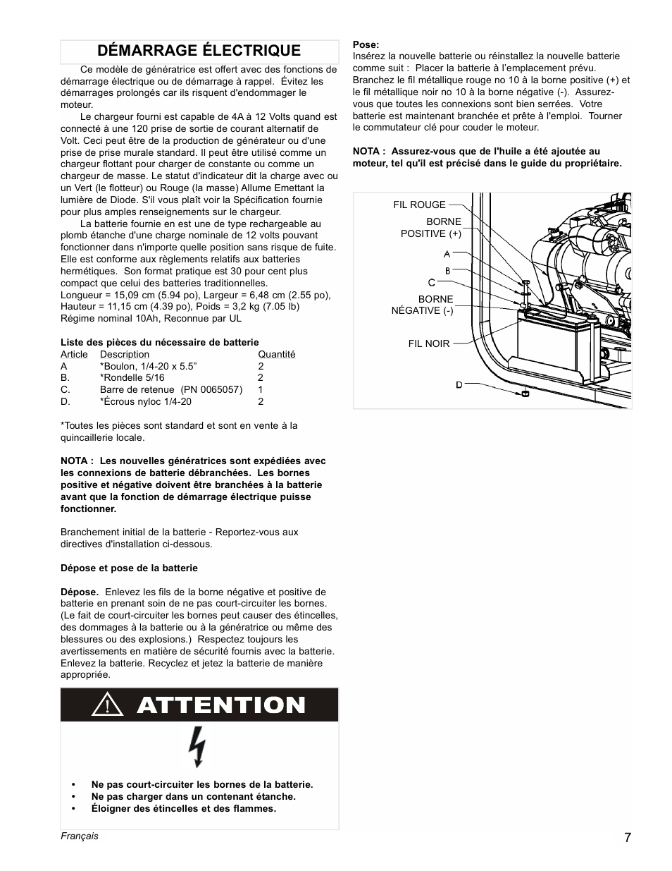 Démarrage électrique | Powermate PM0435004 User Manual | Page 7 / 16