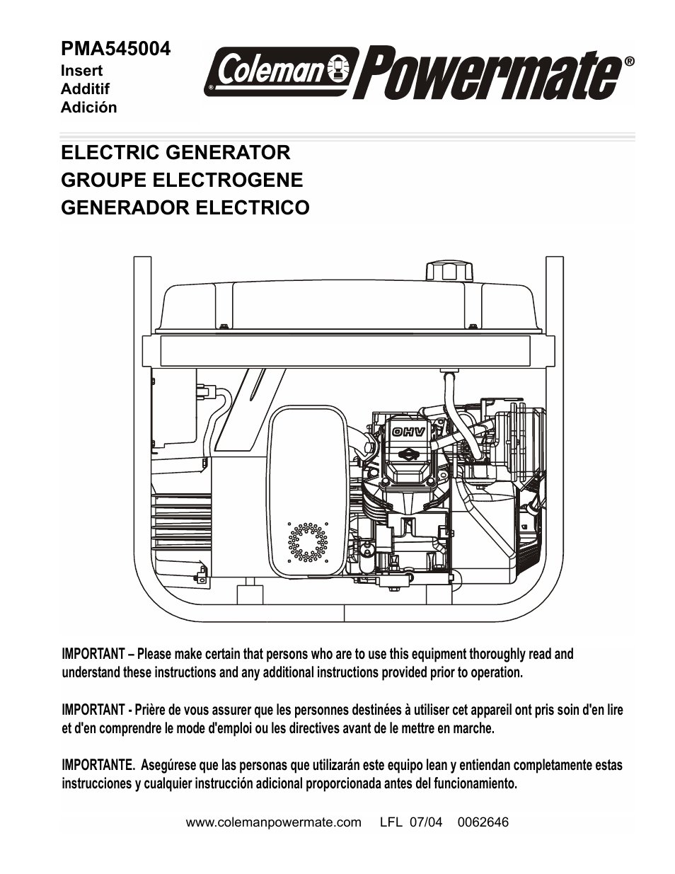 Powermate PMA545004 User Manual | 8 pages