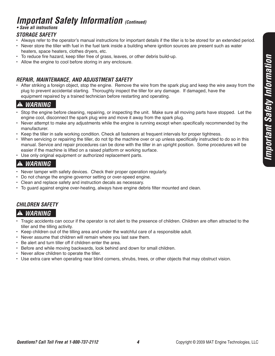 Important safety information, Warning | Powermate P-RTT-196MD-[E] User Manual | Page 5 / 52