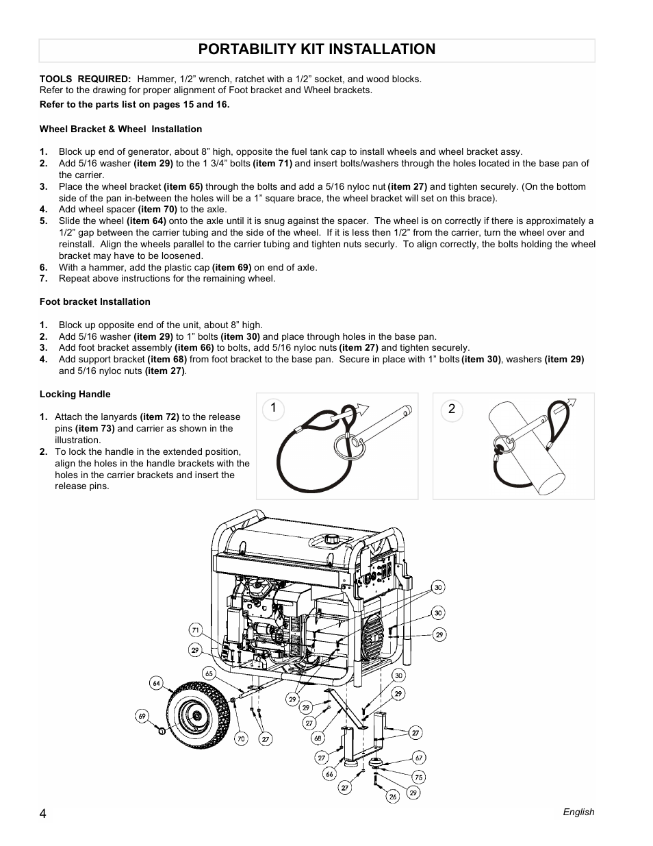 Portability kit installation | Powermate PMC601100 User Manual | Page 4 / 20
