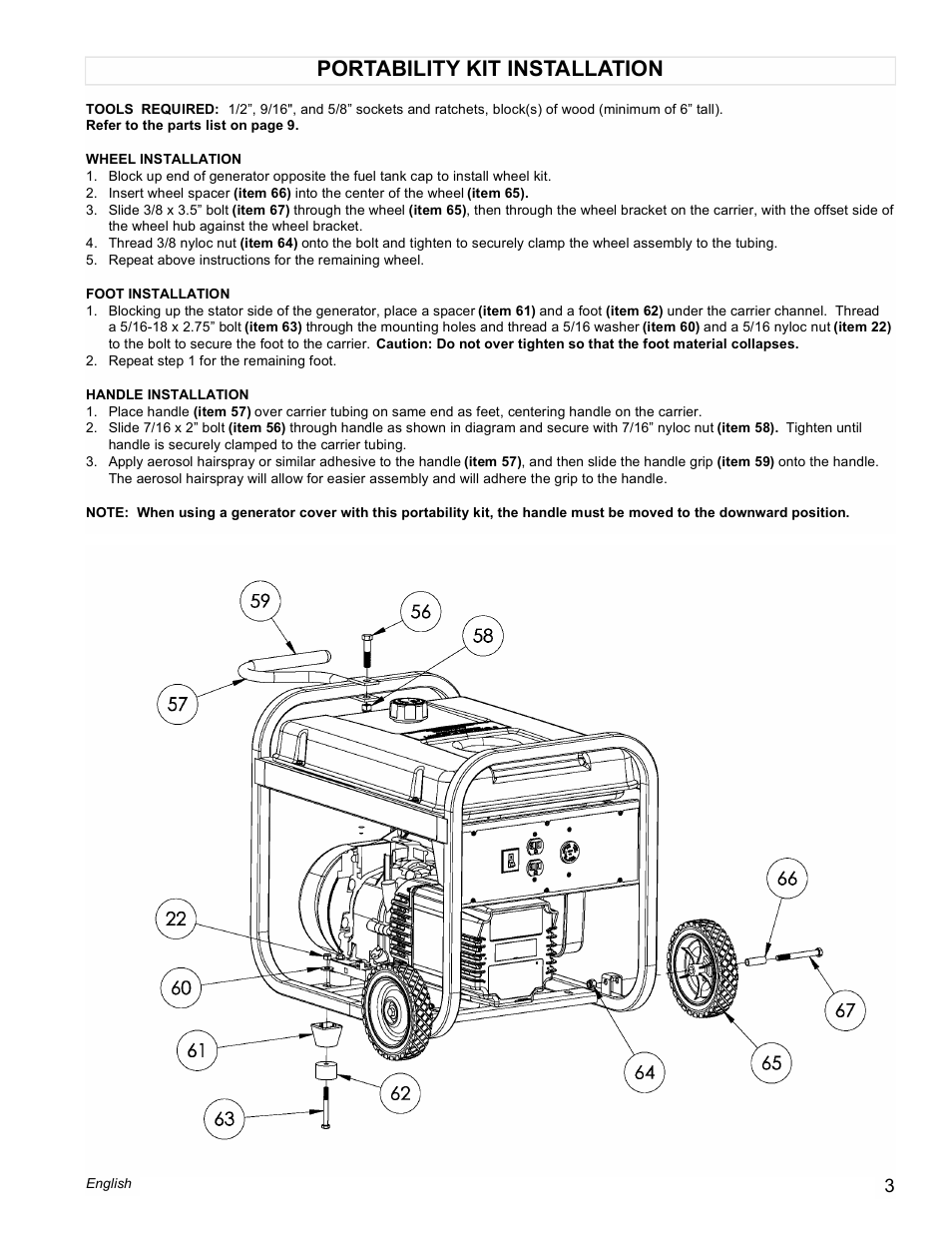 Portability kit installation | Powermate PC0545006 User Manual | Page 3 / 12