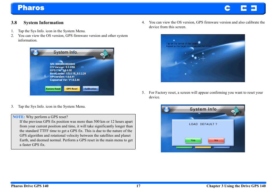 8 system information, Pharos | Pharos Science & Applications 140 User Manual | Page 17 / 37