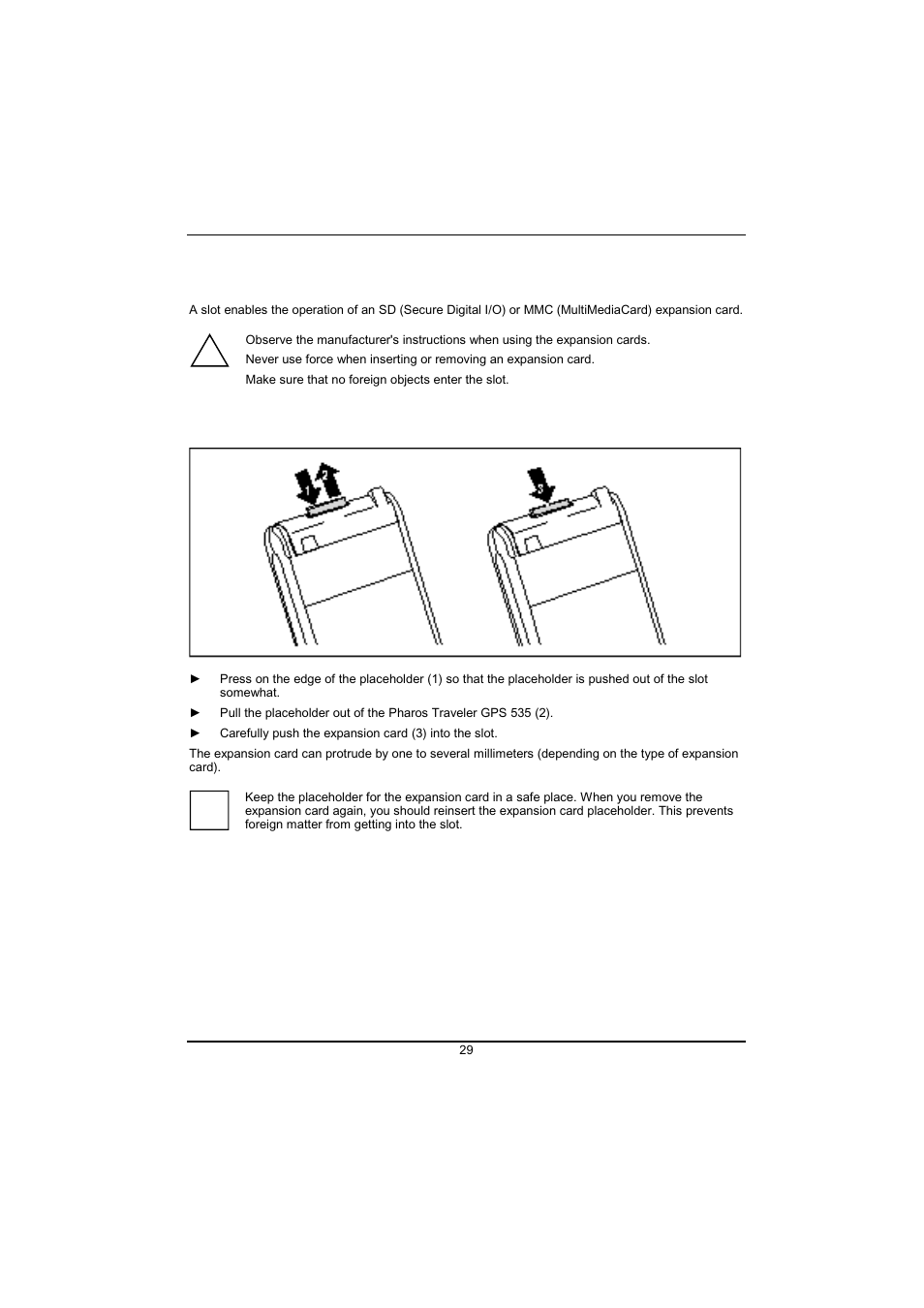 Inserting and removing expansion card, Inserting expansion card | Pharos Science & Applications 535 User Manual | Page 31 / 51