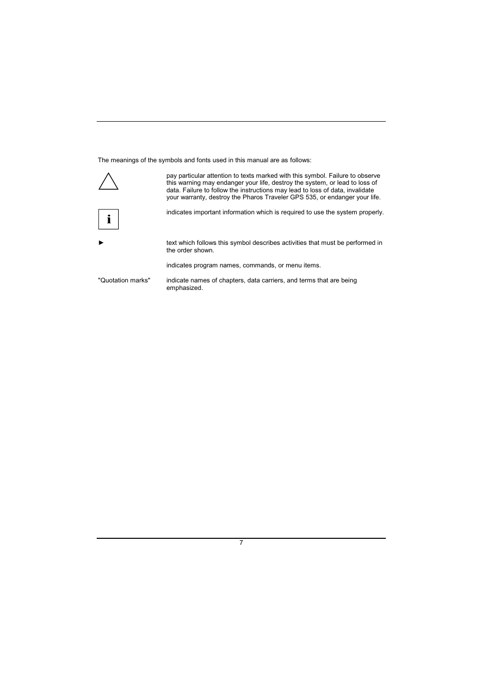 Notational conventions | Pharos Science & Applications 535 User Manual | Page 9 / 51