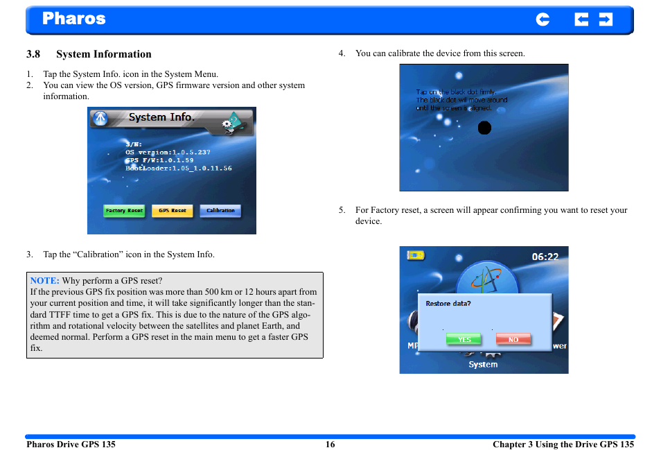 8 system information, Pharos | Pharos Science & Applications 135 User Manual | Page 16 / 26