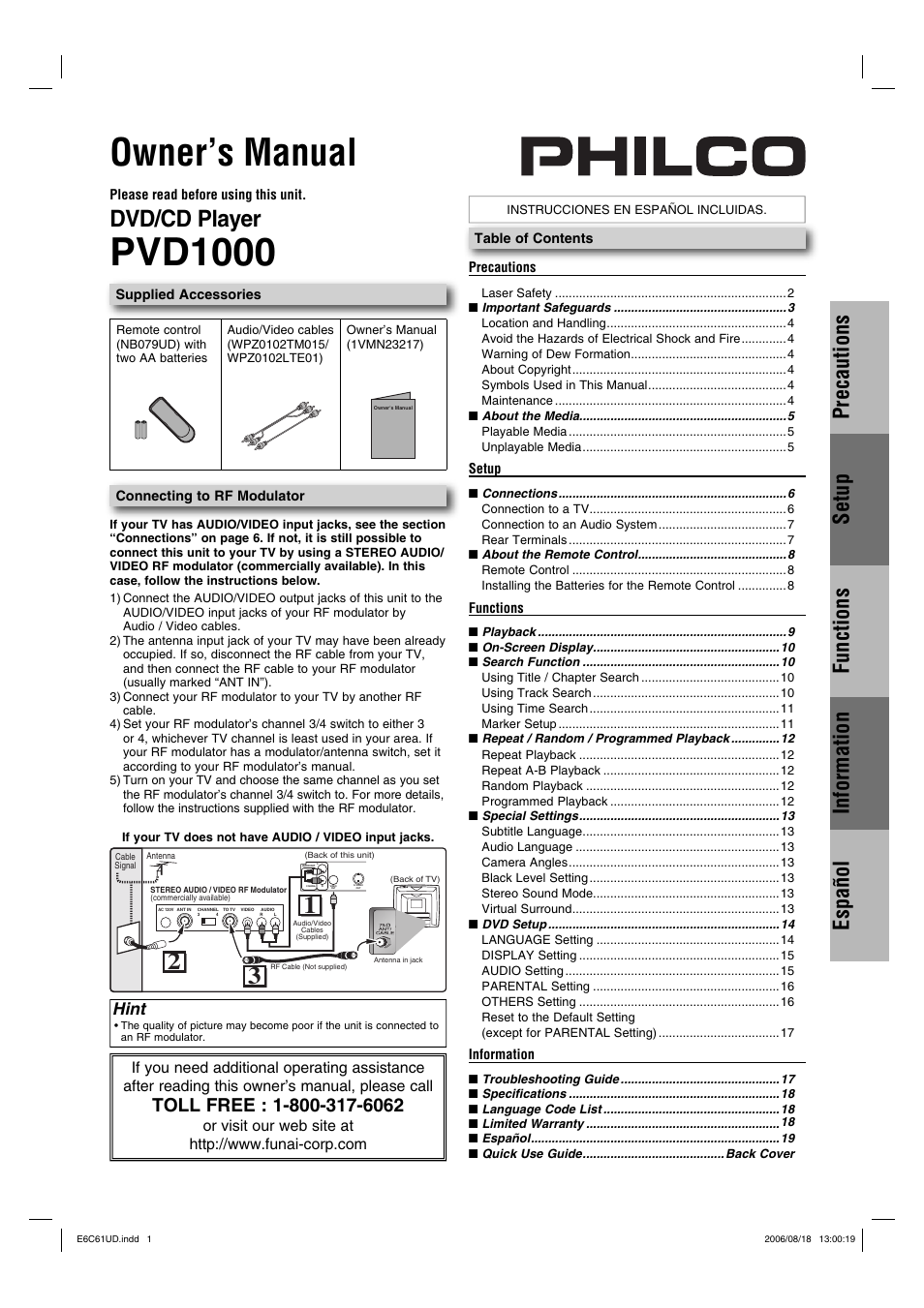 Philco Crafts PVD1000 User Manual | 20 pages