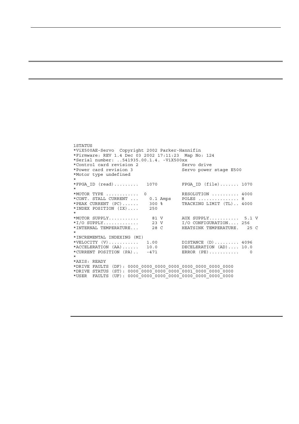 Status status of drive, Status, Status of drive | Command reference 99 | Parker  Products ViX250AE User Manual | Page 106 / 136