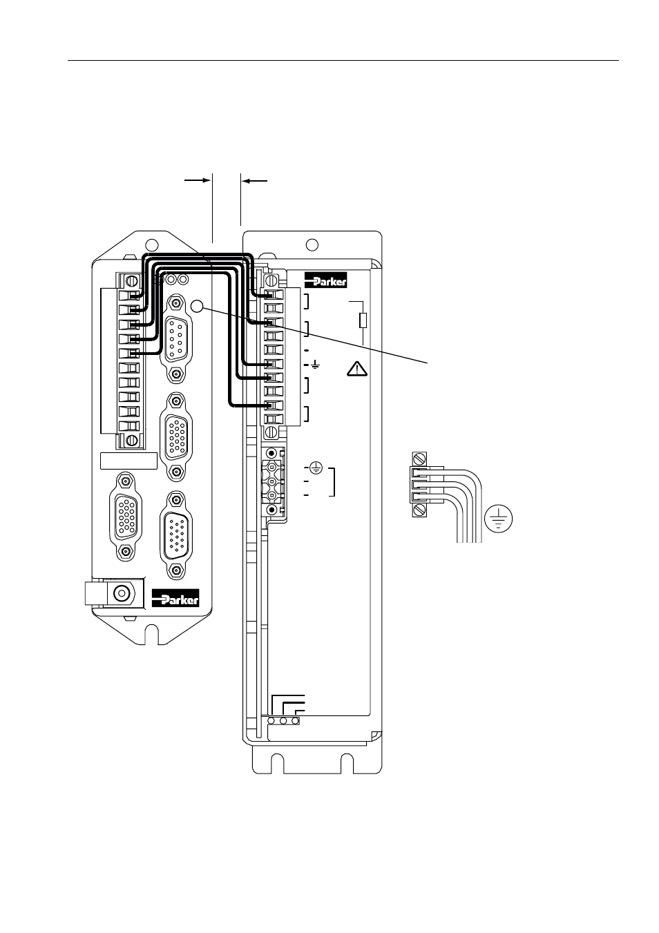 Figure 3-3. xl power supply and drive connections | Parker  Products ViX250AE User Manual | Page 22 / 136