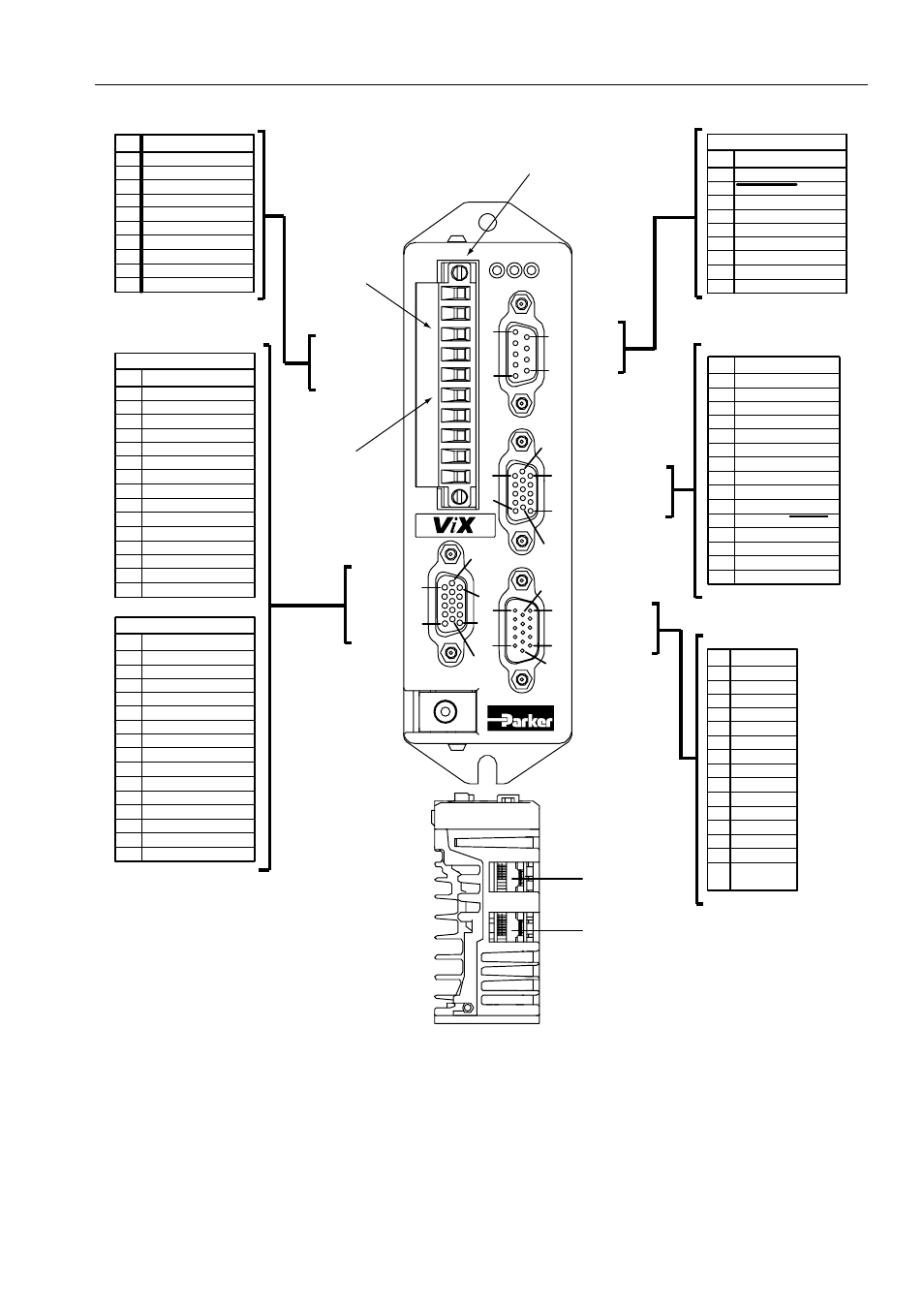 Connector pin layout, Electrical installation 33, Ae figure 3-17. vix connector pin layout | Parker  Products ViX250AE User Manual | Page 40 / 136