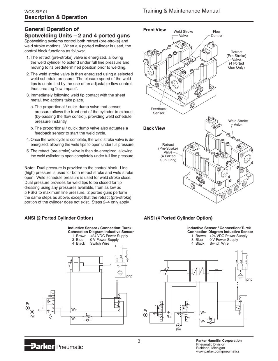 2 & 4 ported guns, Pneumatic, Training & maintenance manual | Parker  Products WCS-SIF-01 User Manual | Page 3 / 20