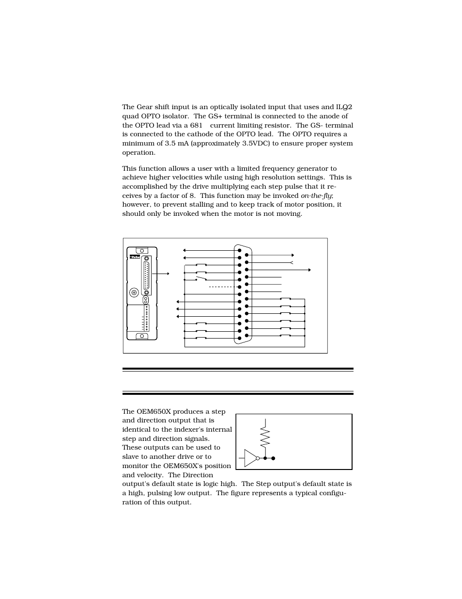 Oem650x inputs and outputs, Step (signal 1) & direction (signal 2) outputs | Parker  Products OEM650X User Manual | Page 33 / 58