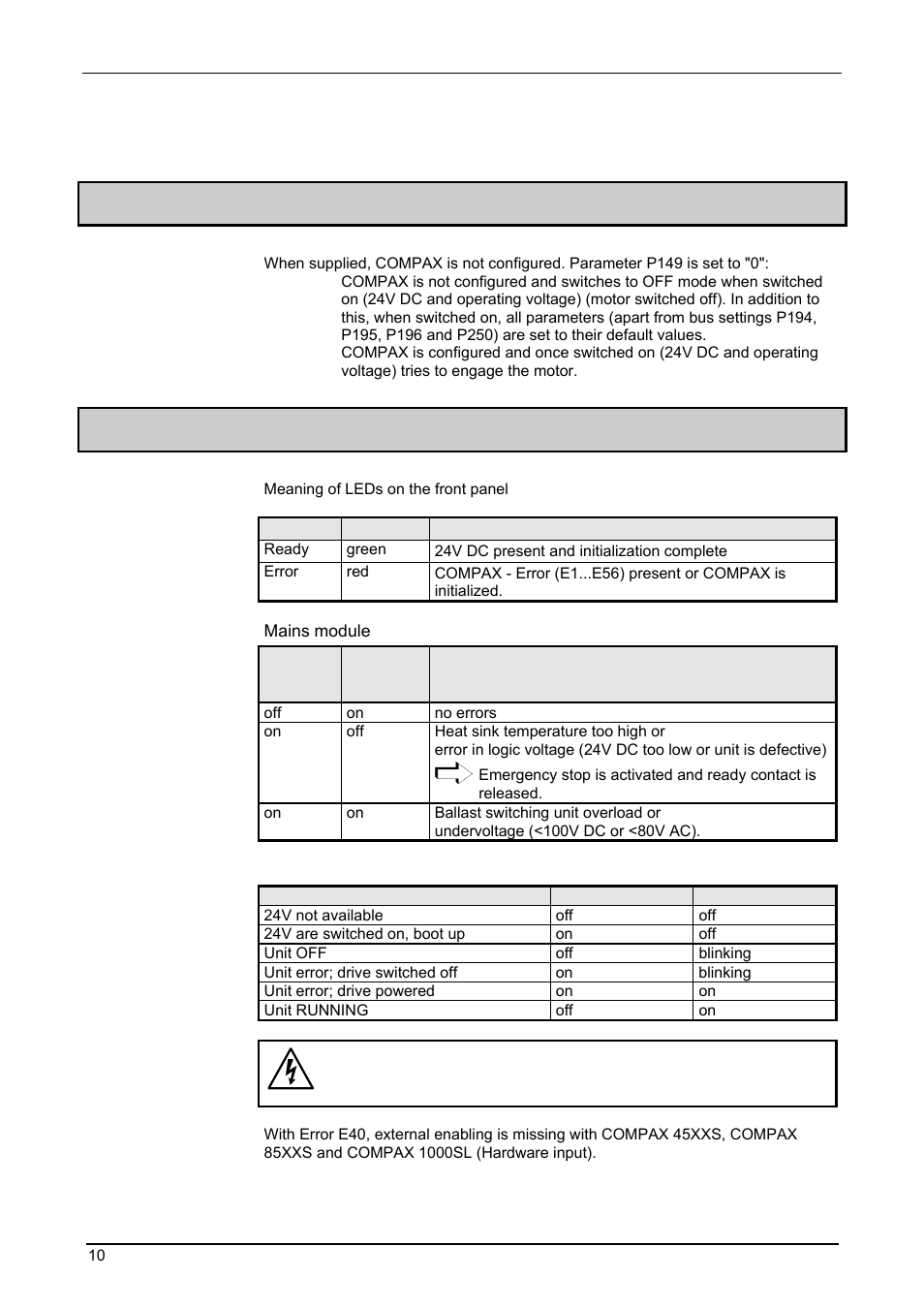 Switch-on status, Configuration when supplied, Commissioning | 1 configuration when supplied, 2 commissioning, Compax-m / -s | Parker  Products COMPAX-M /-S (L) User Manual | Page 10 / 242