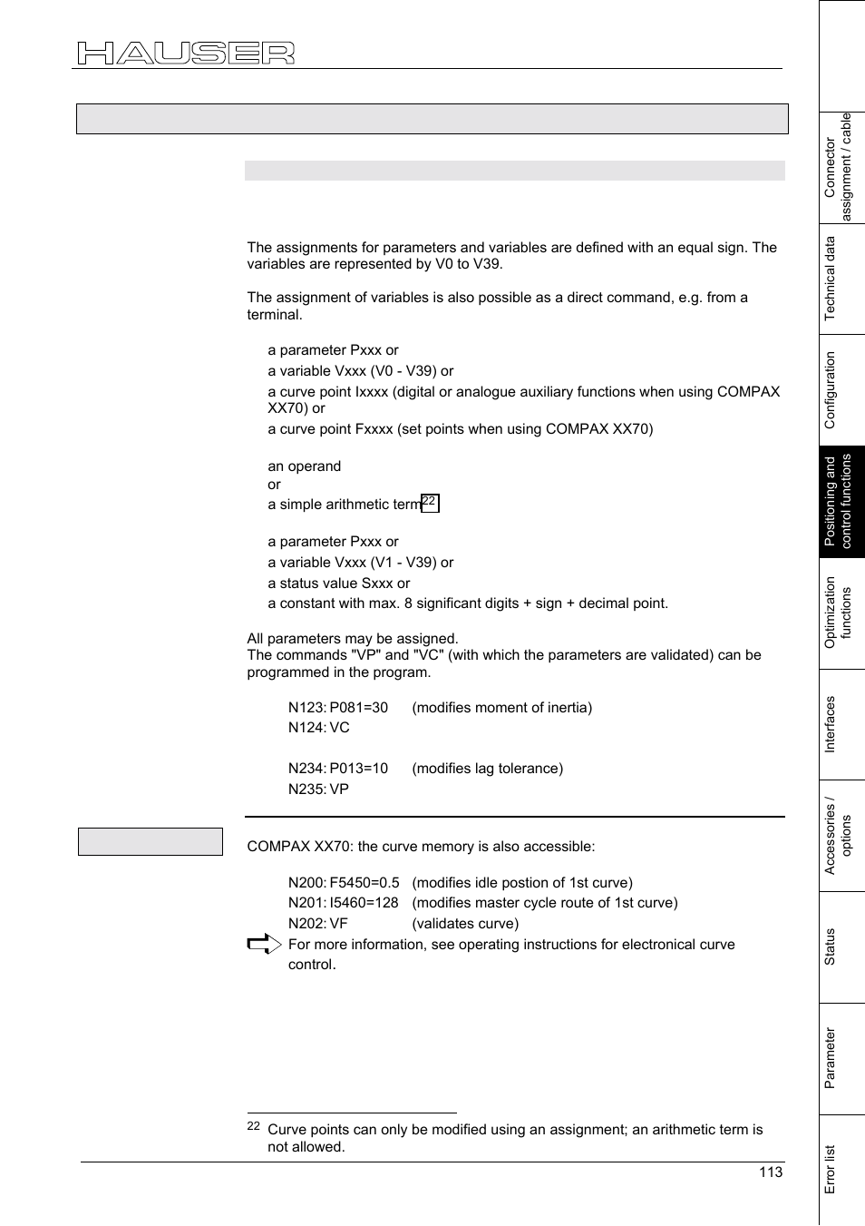 Arithmetic, Parameter assignments, 30 arithmetic | 1 parameter assignments, Positioning and control functions | Parker  Products COMPAX-M /-S (L) User Manual | Page 113 / 242