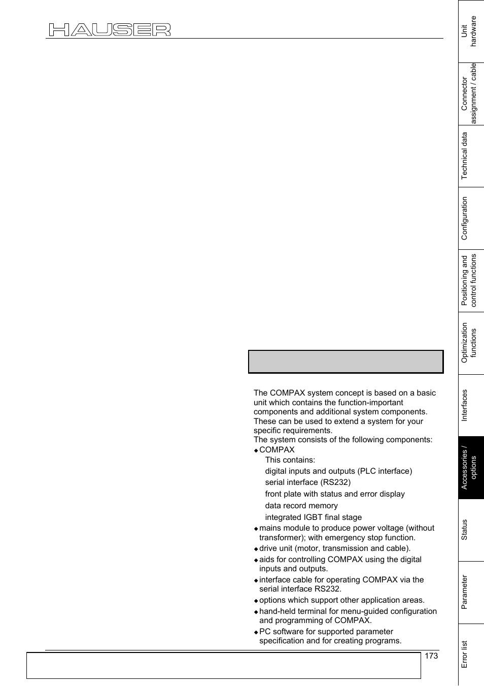 Accessories and options, System concept, 1 system concept | Parker  Products COMPAX-M /-S (L) User Manual | Page 173 / 242