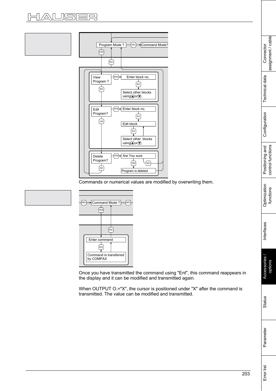 Accessories, View, edit, delete program direct command entry, Hand-held terminal 203 | Special control function | Parker  Products COMPAX-M /-S (L) User Manual | Page 203 / 242