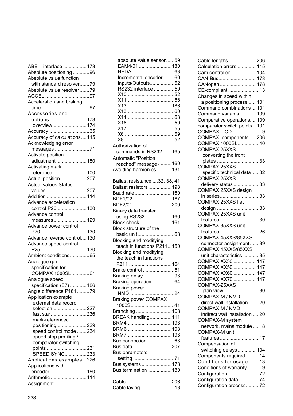 Index, Compax-m/s | Parker  Products COMPAX-M /-S (L) User Manual | Page 238 / 242