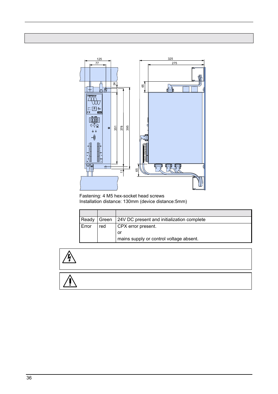 Compax 45xxs/85xxs installation / dimensions, Start-up manual, Compax-m / -s | Parker  Products COMPAX-M /-S (L) User Manual | Page 36 / 242