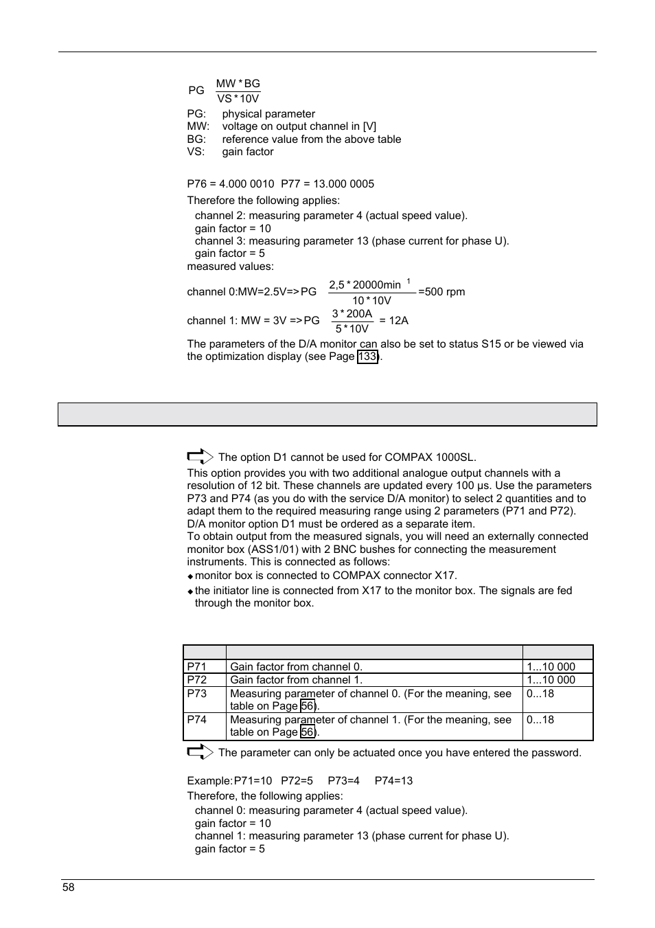 D/a monitor option d1, Start-up manual, Compax-m / -s | 7 d/a monitor option d1 | Parker  Products COMPAX-M /-S (L) User Manual | Page 58 / 242