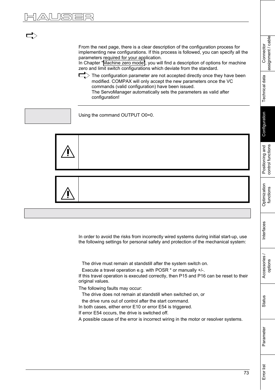 Safety instructions for initial start-up, Configuration, 4 safety instructions for initial start-up | Parker  Products COMPAX-M /-S (L) User Manual | Page 73 / 242