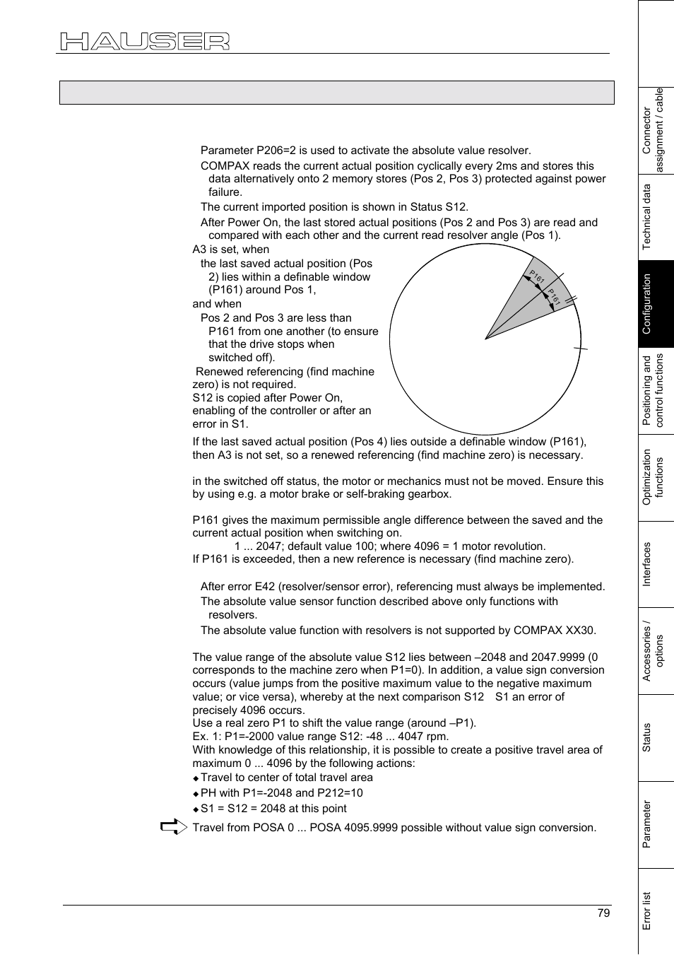 Absolute value function with standard resolver, Configuration, 6 absolute value function with standard resolver | Parker  Products COMPAX-M /-S (L) User Manual | Page 79 / 242