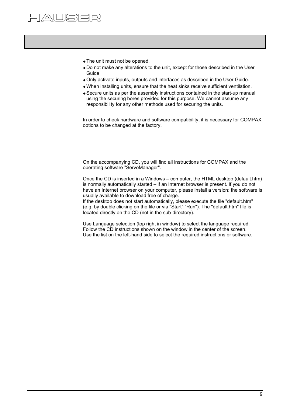 Conditions of warranty, Compax – cd, 4 conditions of warranty | Parker  Products COMPAX-M /-S (L) User Manual | Page 9 / 242