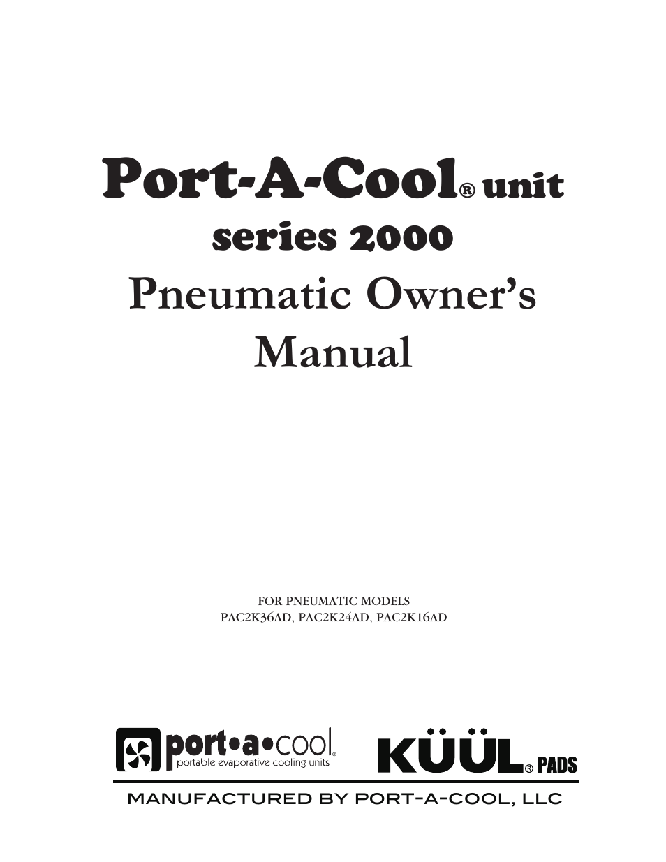 Port-A-Cool unit series 2000 Pneumatic PAC2K36AD User Manual | 14 pages