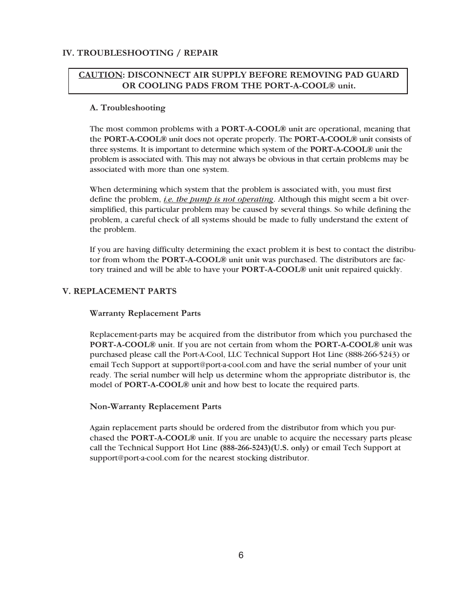 Port-A-Cool unit series 2000 Pneumatic PAC2K36AD User Manual | Page 8 / 14