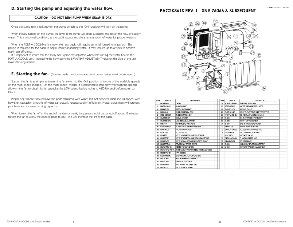 D. starting the pump and adjusting the water flow, E. starting the fan | Port-A-Cool PAC2K16HPVSFC User Manual | Page 8 / 20