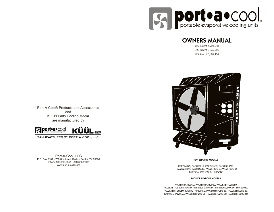 Port-A-Cool PAC2K163SHD User Manual | 20 pages