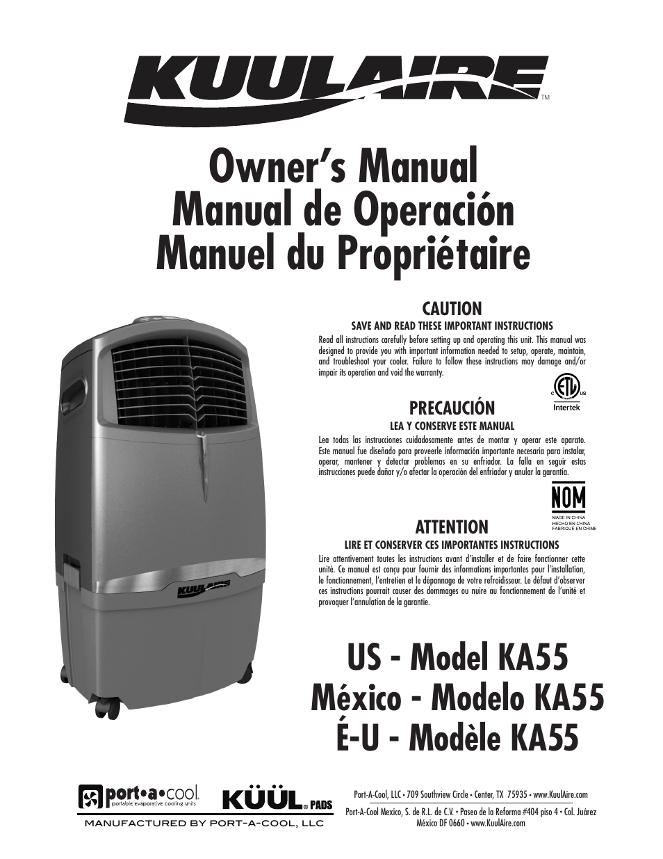 Port-A-Cool KA55 User Manual | 24 pages