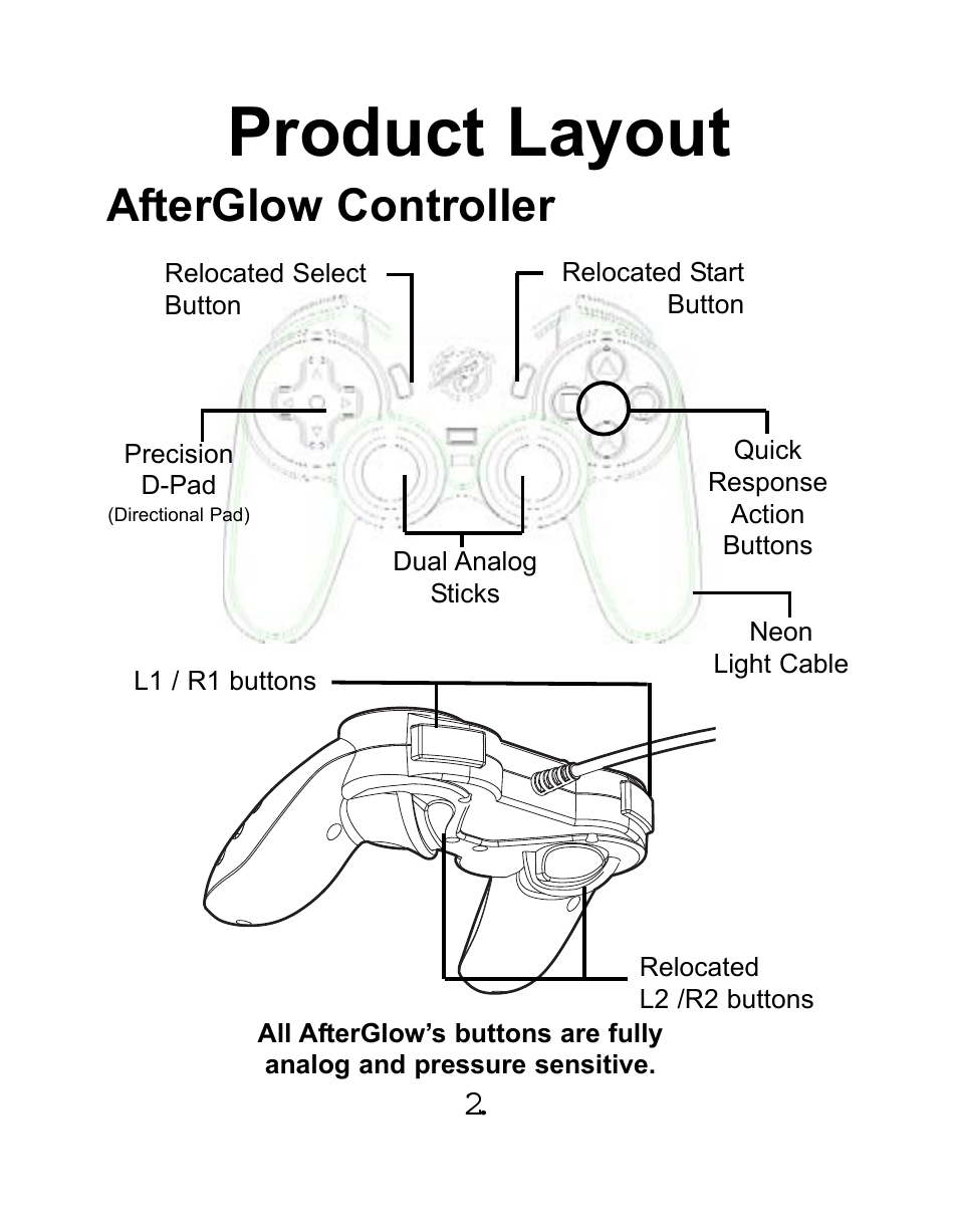 Product layout, Afterglow controller | Pelican PL-678 User Manual | Page 4 / 12