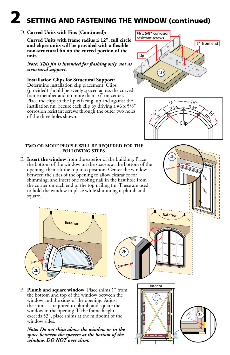 Setting and fastening the window (continued) | Pella Clad Awning User Manual | Page 4 / 10