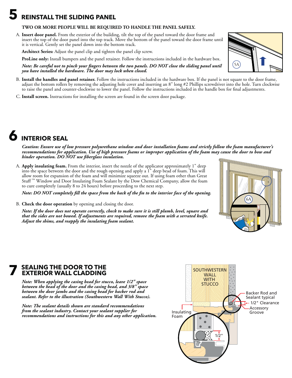 Pella Clad sliding patio door- southwestern wall with hard coat stucco 808SQ102 User Manual | Page 5 / 6