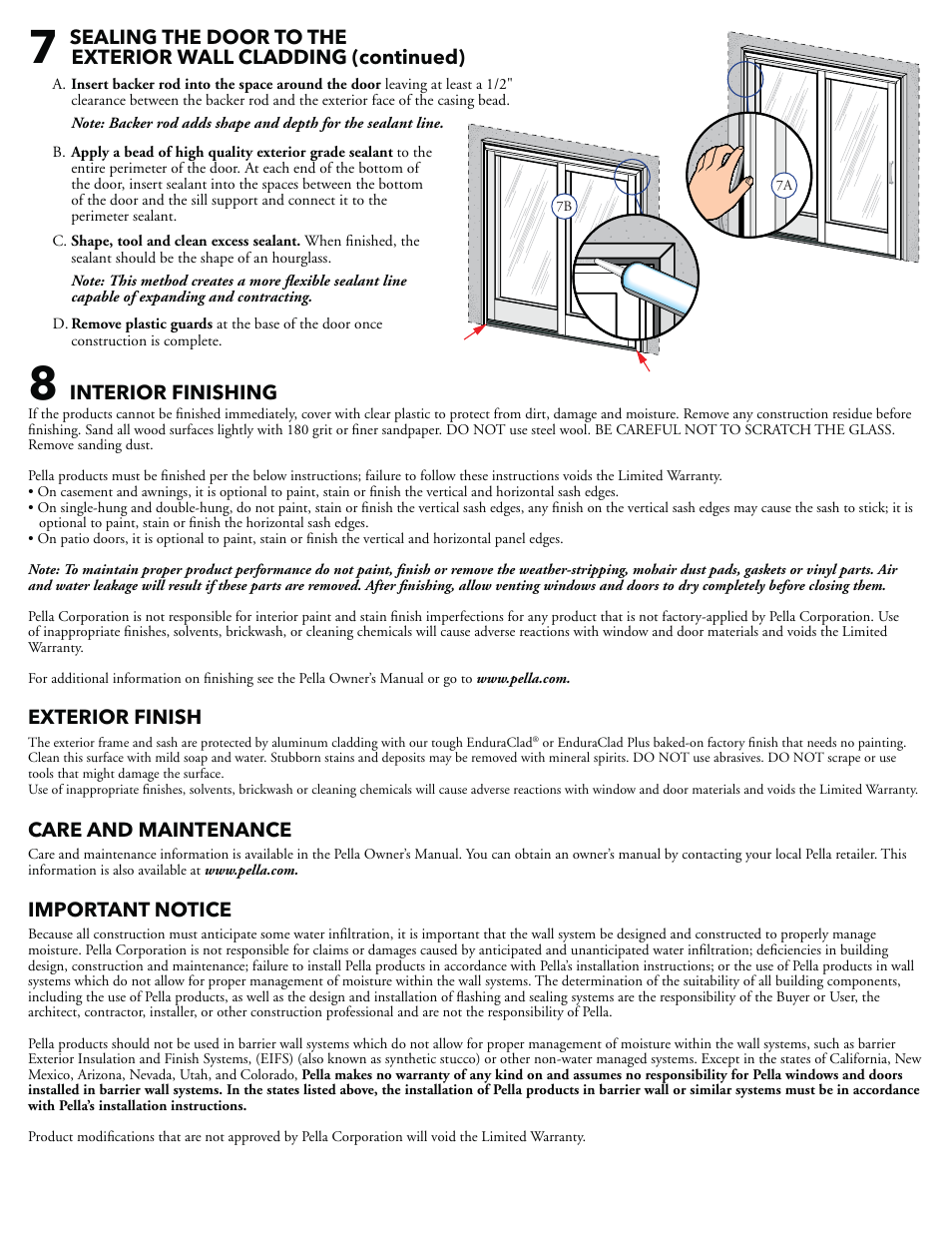 Pella Clad sliding patio door- southwestern wall with hard coat stucco 808SQ102 User Manual | Page 6 / 6