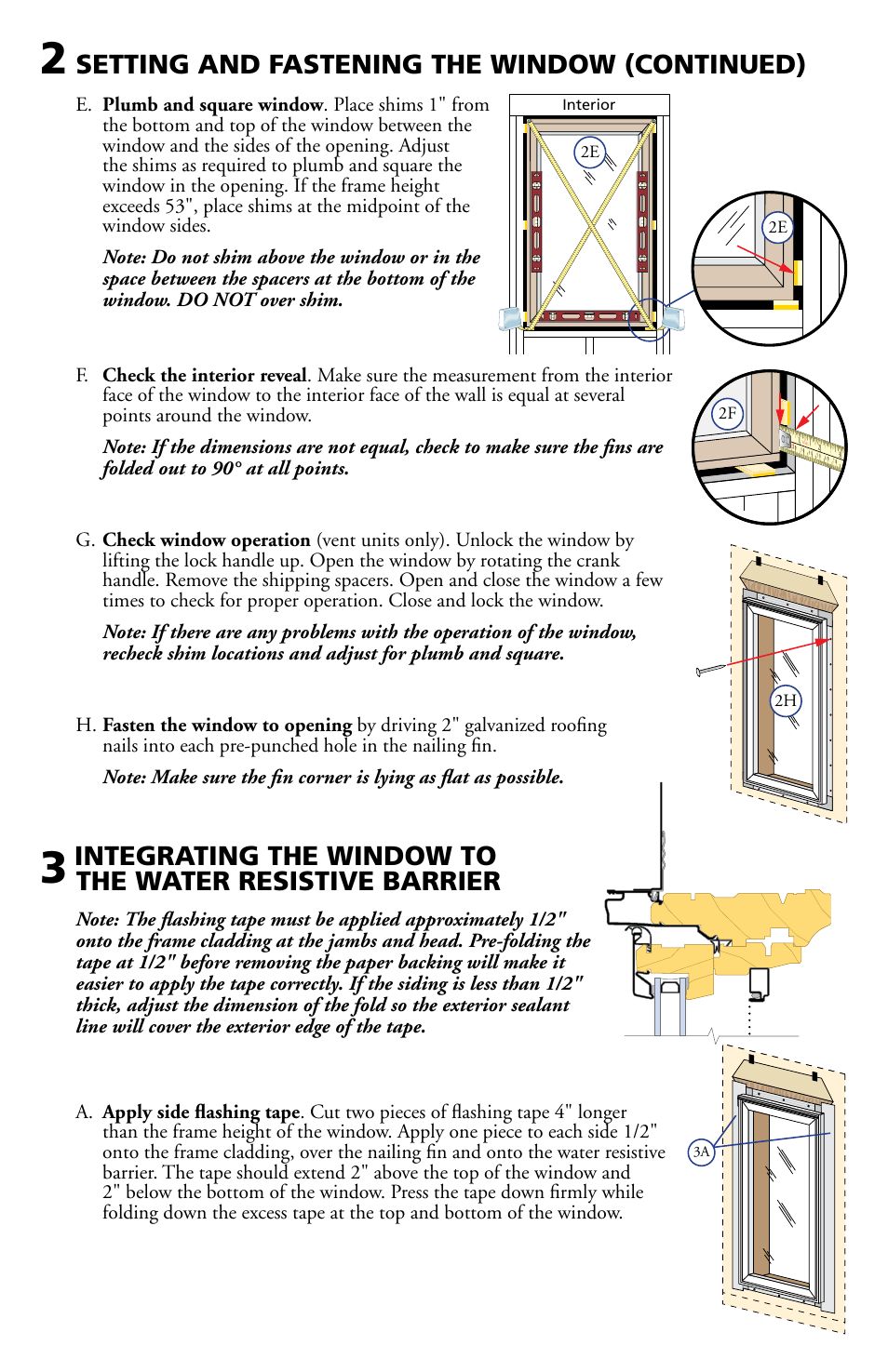 Setting and fastening the window (continued) | Pella Clad Casement & Awning Window 801P0101 User Manual | Page 4 / 8