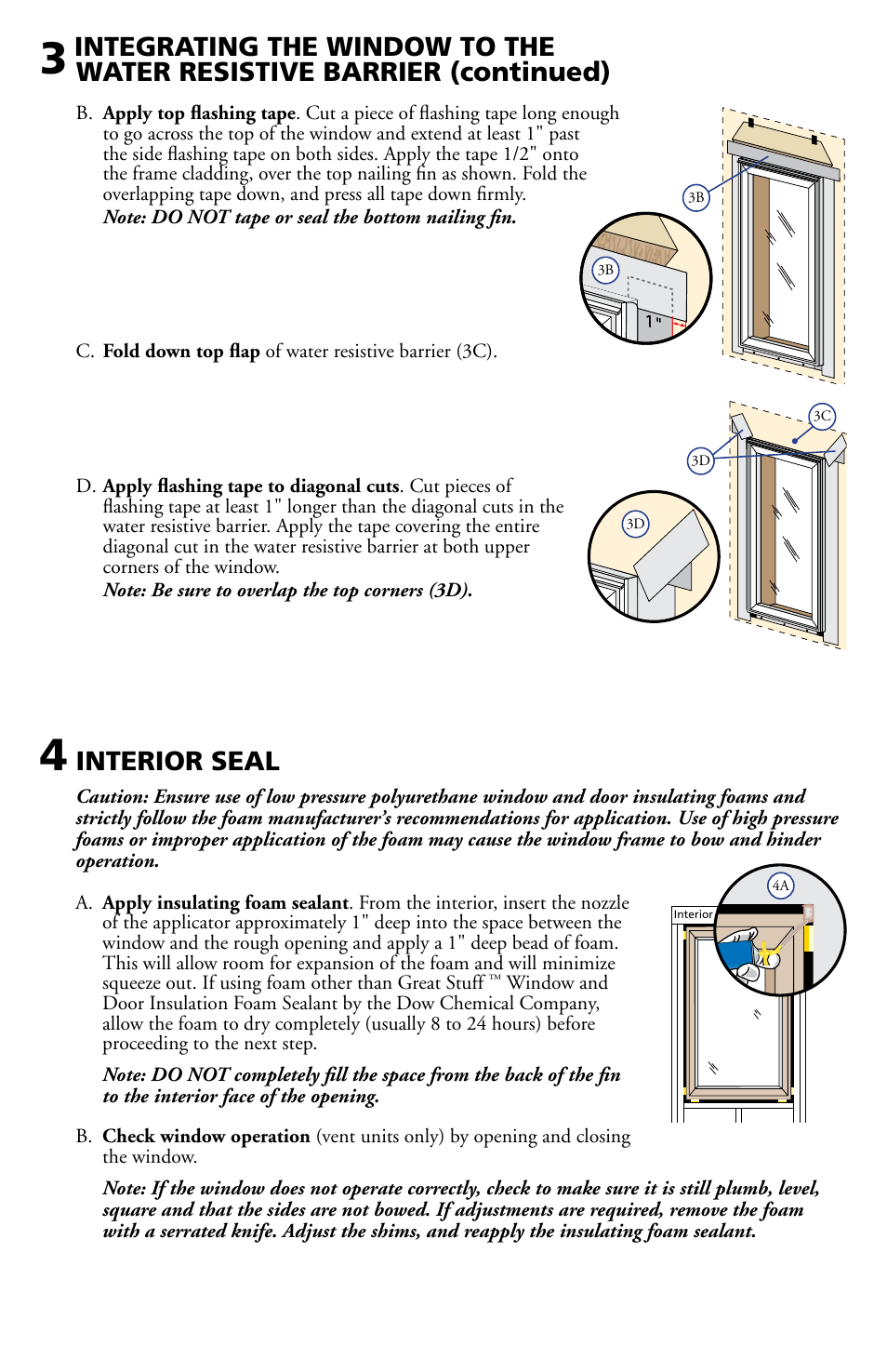 Interior seal, Integrating the window to the, Water resistive barrier (continued) | Pella Clad Casement & Awning Window 801P0101 User Manual | Page 5 / 8