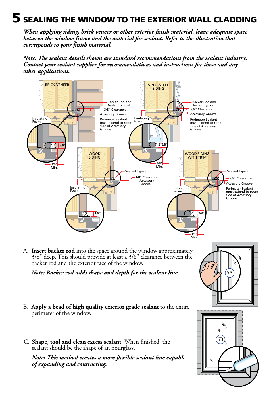 Sealing the window to the exterior wall cladding | Pella Clad Casement & Awning Window 801P0101 User Manual | Page 6 / 8