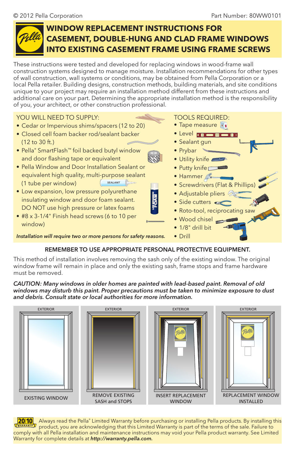 Pella 80WW0101 User Manual | 8 pages