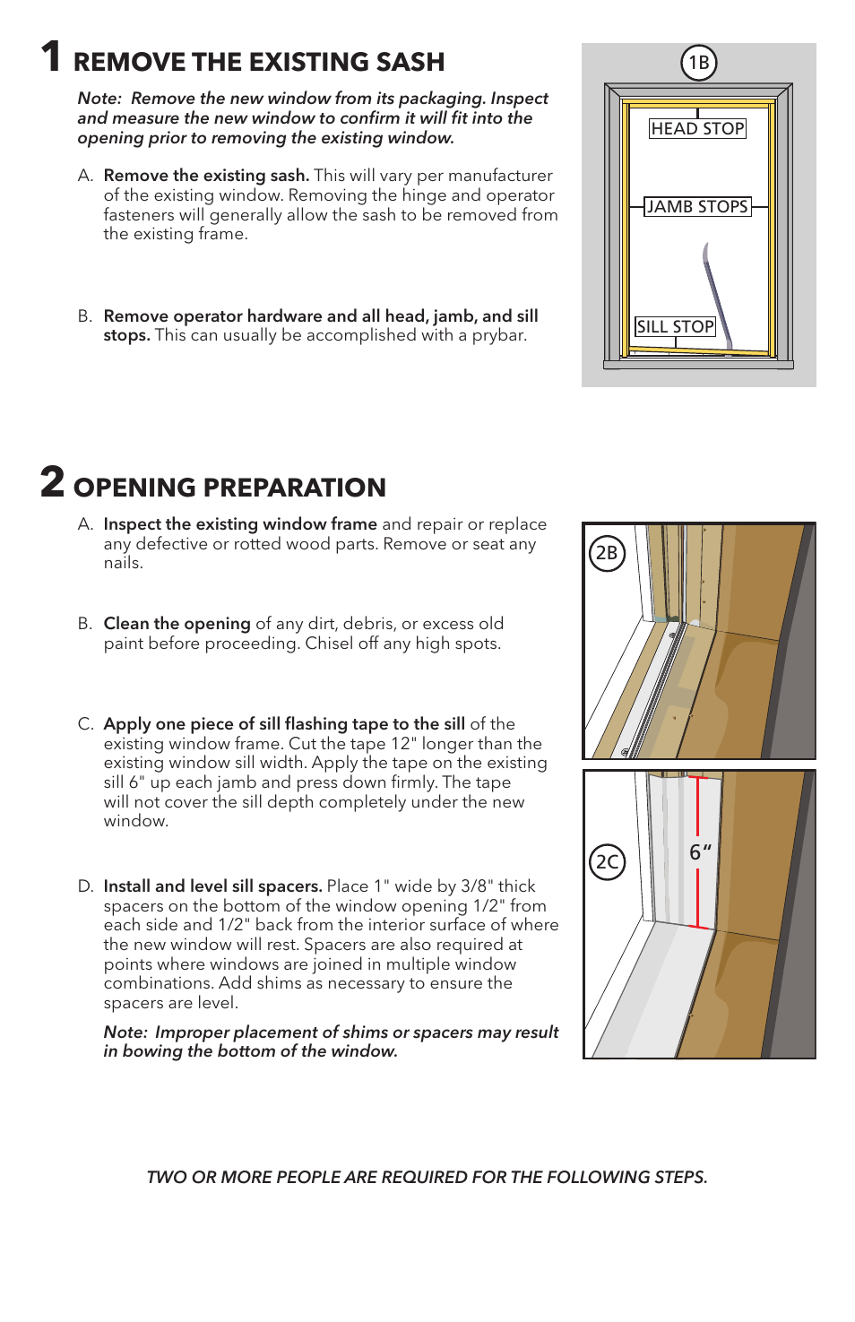 Remove the existing sash, Opening preparation | Pella 80WW0101 User Manual | Page 2 / 8