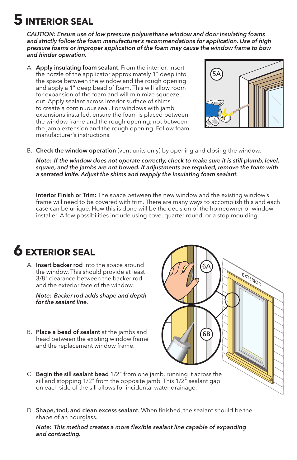 Interior seal, Exterior seal | Pella 80WW0101 User Manual | Page 5 / 8